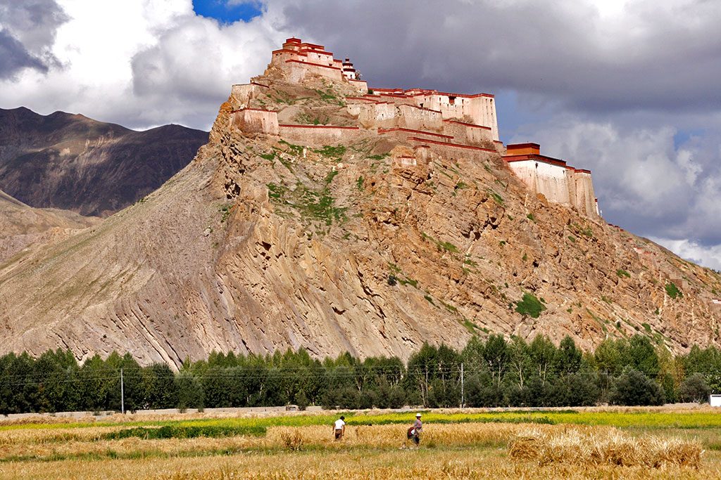 gyantse fort from the fields