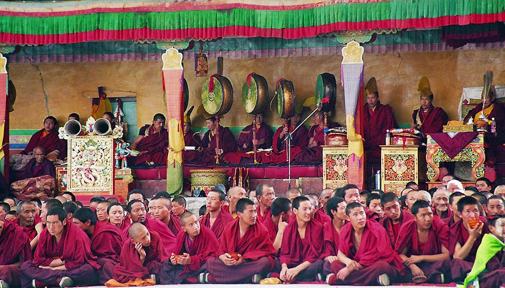 shigatse monks at a festival